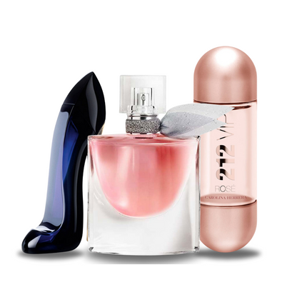 KIT 3 Perfumes: Carolina Herrera GOOD GIRL, Lancôme LA VIE EST BELLE and Carolina Herrera 212 VIP ROSÉ 100ml
