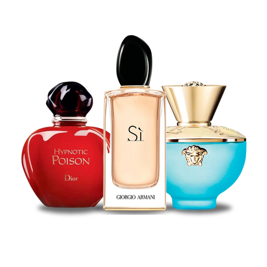 KIT 3 Perfumes: Dior HYPNOTIC POISON, Giorgio Armani SÌ and Versace DYLAN TURQUOISE 100ml