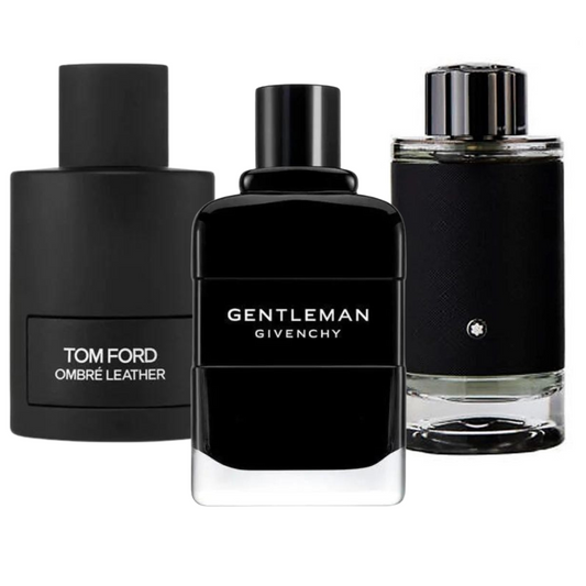 KIT 3 Perfumes: Tom Ford Ombre Leather, Givenchy Gentleman, and Montblanc Explorer 100ml