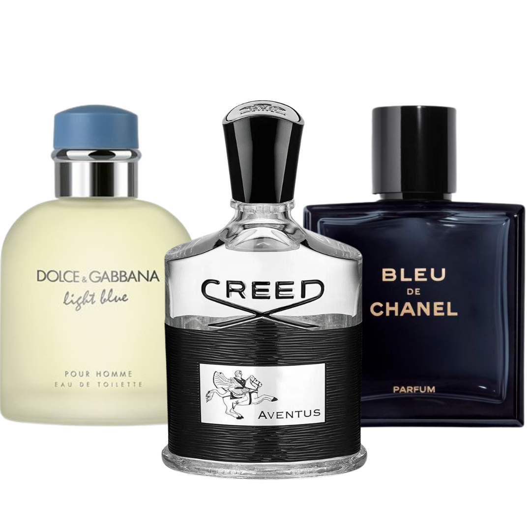 KIT 3 Perfumes: Bleu de Chanel, Creed Aventus, and Light Blue Dolce Gabbana 100ml