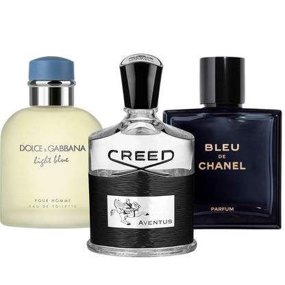 KIT 3 Perfumes: Bleu de Chanel, Creed Aventus, and Light Blue Dolce Gabbana 100ml